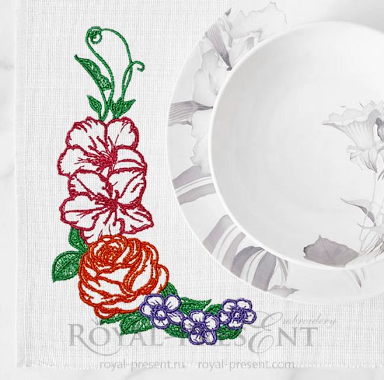 Бесплатный дизайн машинной вышивки Садовые Цветы