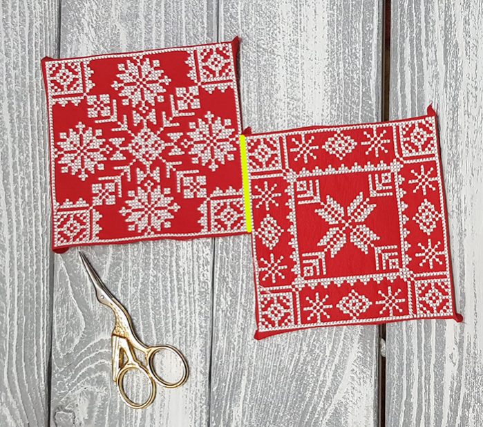 Вам необходимо начинать сшивать Бискорню в том месте, где мы обозначили желтым цветом. 