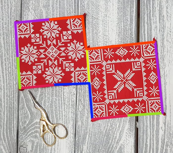 Порядок сшивания мы обозначили разными цветами