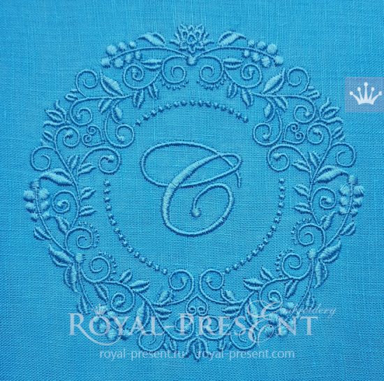 Дизайн машинной вышивки Ягодная Рамка для монограммы