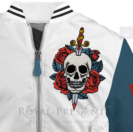 Дизайн машинной вышивки Череп в тату стиле