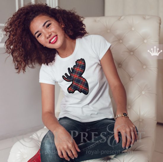 Аппликация для машинной вышивки Голова Лося