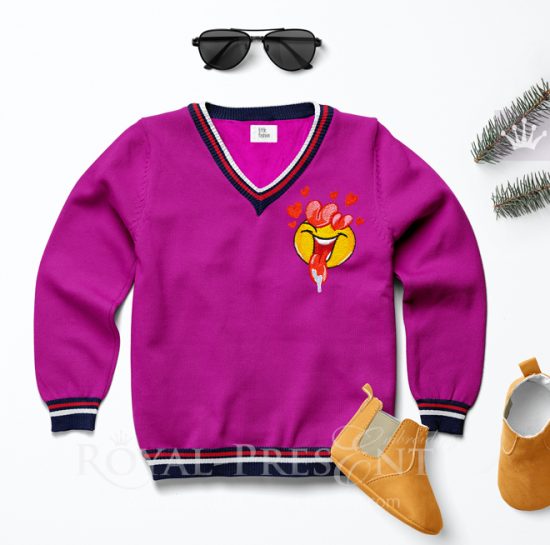 Дизайн машинной вышивки Смайлик с сердечками