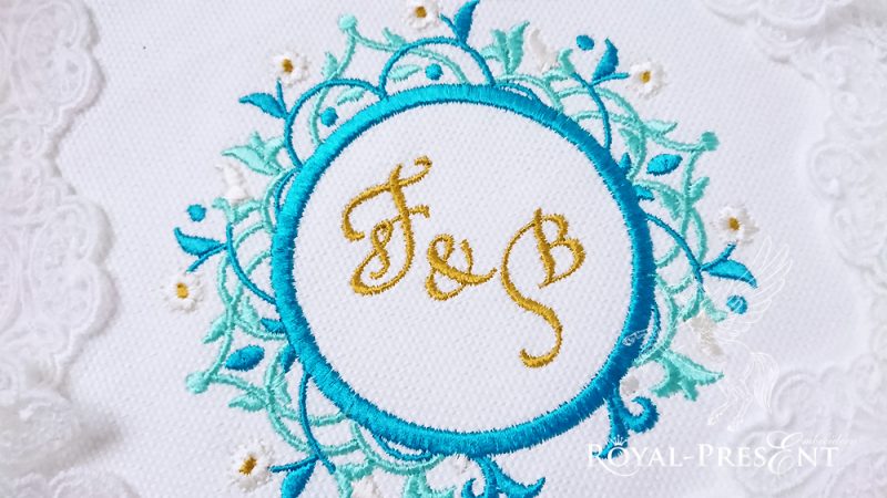 Восточный Дизайн машинной вышивки для монограммы