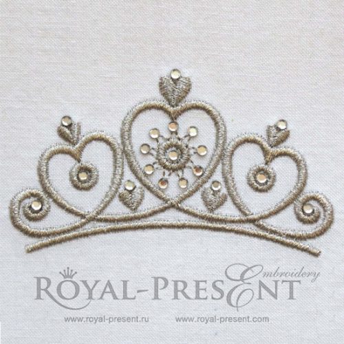 Дизайн машинной вышивки Тиара принцессы со стразами