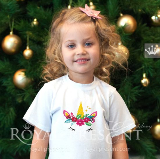 Дизайн машинной вышивки Новогодний Единорог