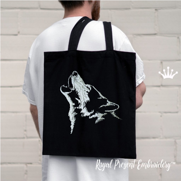 Воющий Волк Дизайн машинной вышивки - 8 размеров