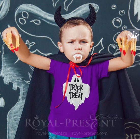 Дизайн машинной вышивки Аппликация Призрак Хэллоуин