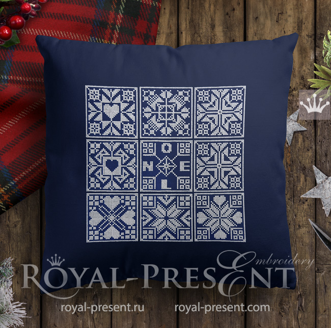 Норвежские новогодние дизайны машинной вышивки крестом — 2 размера