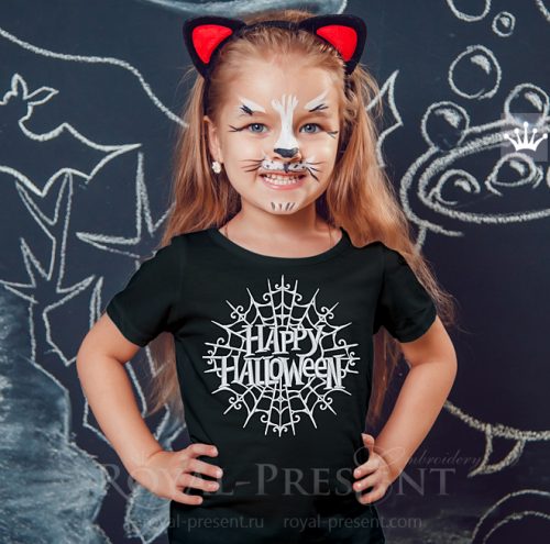 Силуэтный Дизайн машинной вышивки Паутина Хэллоуин