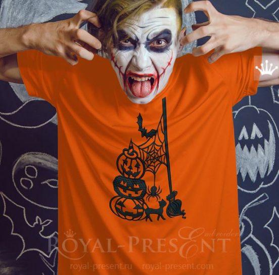 Силуэтный Дизайн машинной вышивки Нечисть Хэллоуина