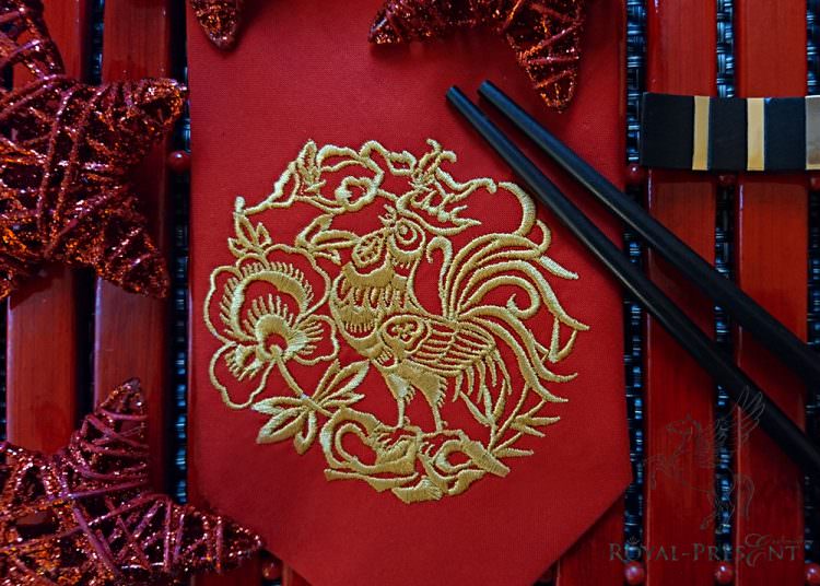 Петух в китайском стиле Дизайн машинной вышивки