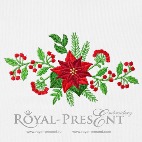 Дизайн машинной вышивки Алые Пуансетии