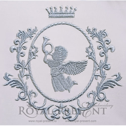 Дизайн машинной вышивки Голубая рамка для монограммы