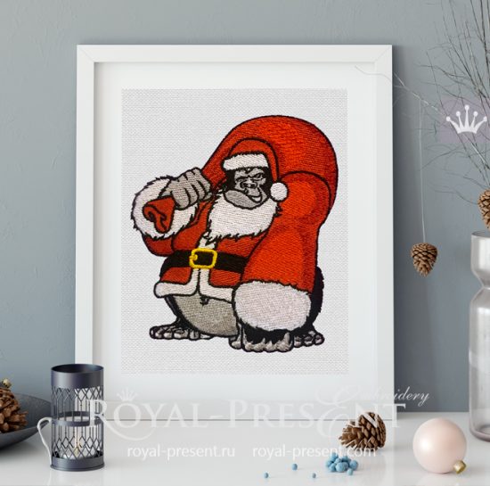 Бесплатный Дизайн машинной вышивки Новогодняя Обезьяна