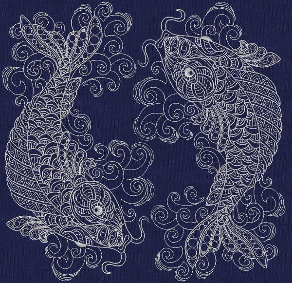 Дизайн машинной вышивки Карп КОИ