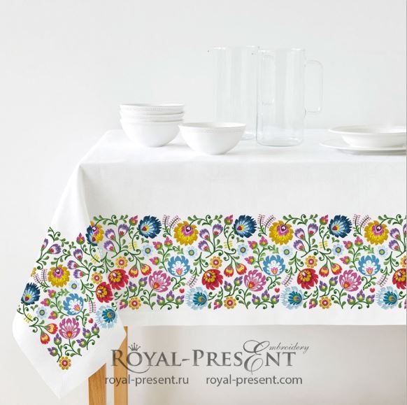 Бесшовный дизайн машинной вышивки Польский фольклор