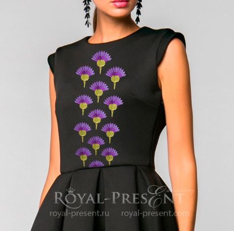 Бесплатный Золотой Чертополох Дизайн машинной вышивки