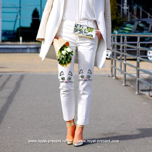 Дизайн машинной вышивки Мордочка Кошки - 2 размера