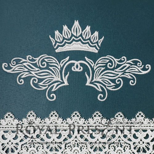 Дизайн машинной вышивки Декоративный элемент с короной