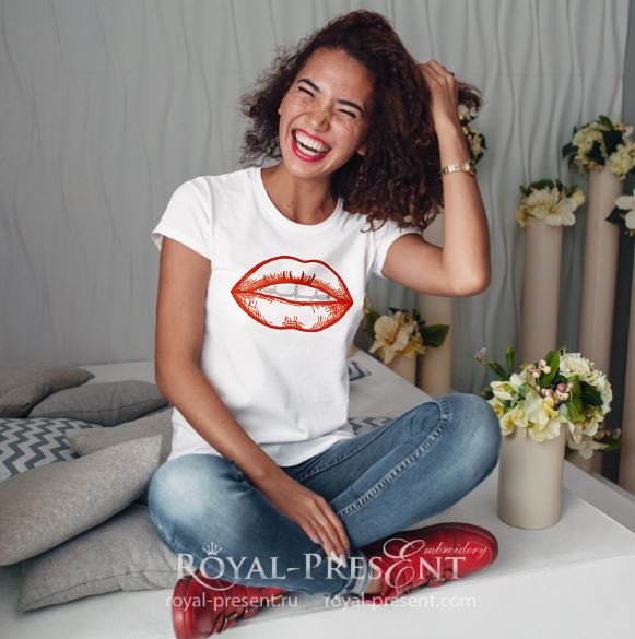 Контурные Губы Дизайн машинной вышивки