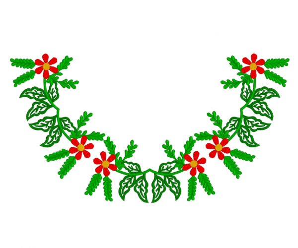 Дизайн для машинной вышивки Цветочная Горловина