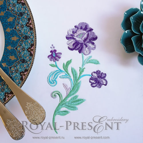 Дизайн для машинной вышивки Изумрудный цветок
