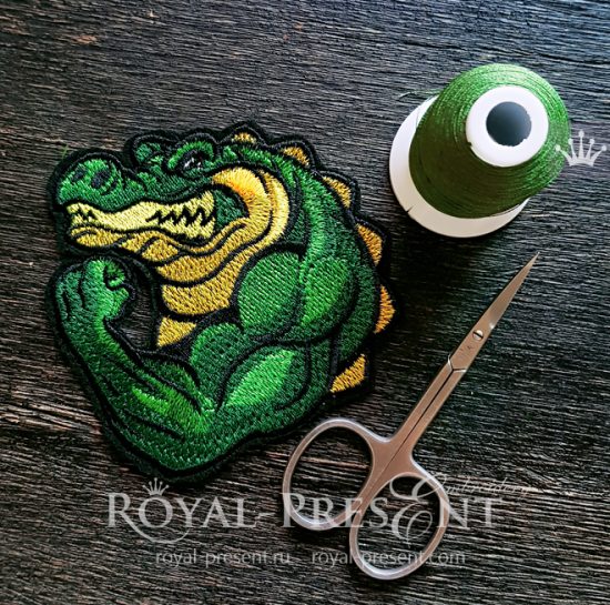 Дизайн машинной вышивки Крокодил Бодибилдер