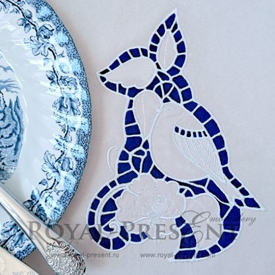 Дизайн для машинной вышивки Снегирь ришелье