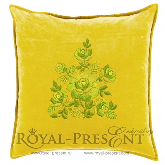 Дизайн для машинной вышивки Желто-зеленый Садовый букет