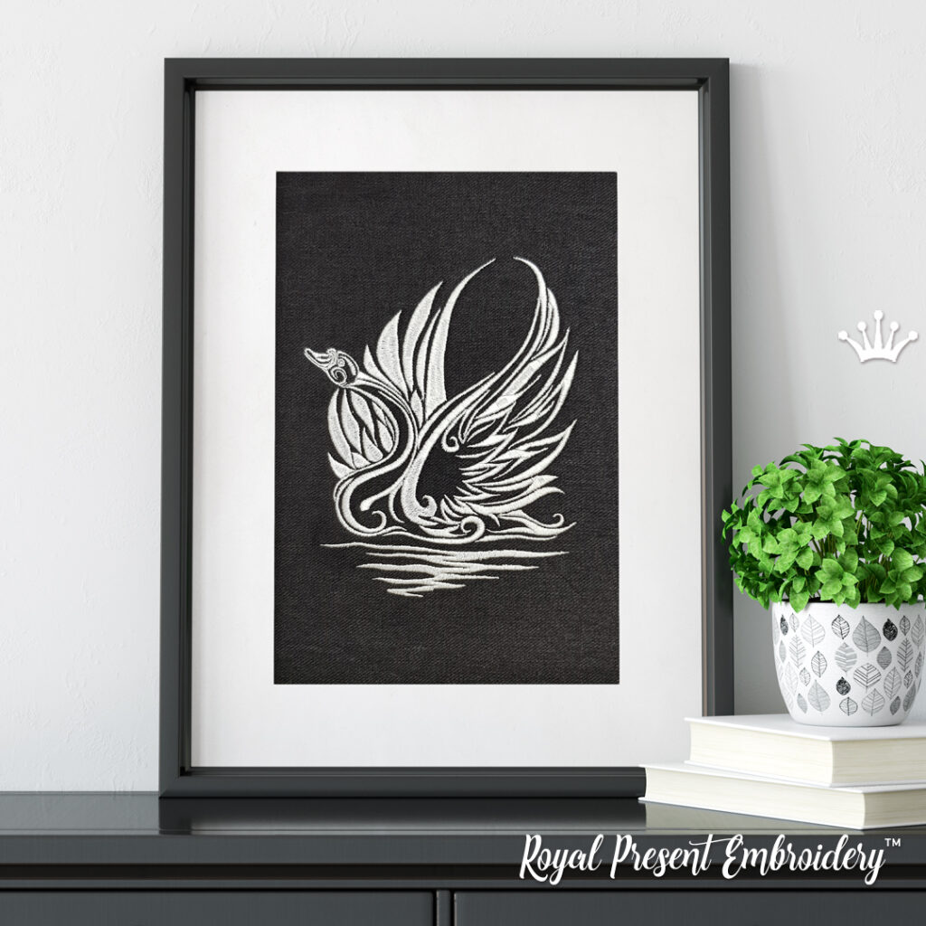 Дизайн для машинной вышивки Белый Лебедь - 2 размера