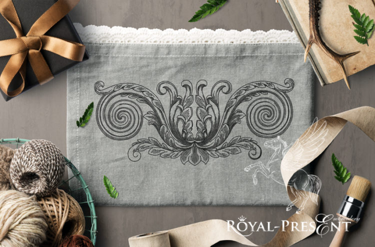 Дизайн машинной вышивки Винтажный элемент декора - 3 размера