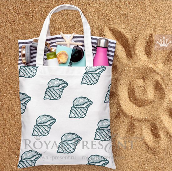 Бесплатный дизайн машинной вышивки Бирюзовая ракушка