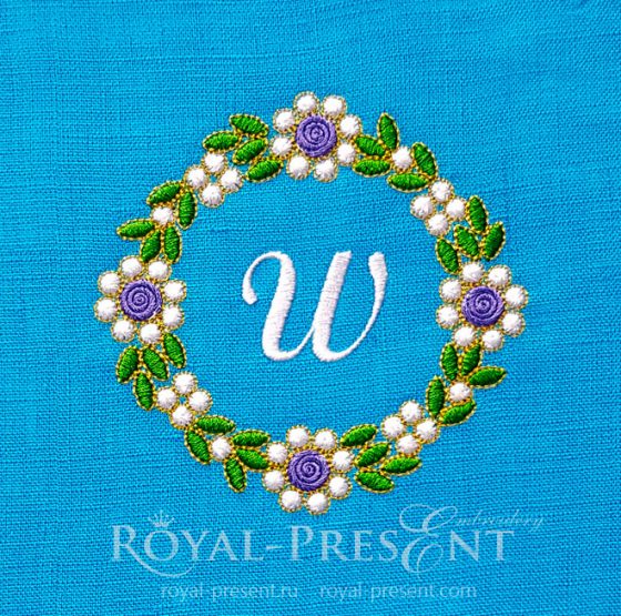 Дизайн машинной вышивки Изумрудная рамка для монограммы