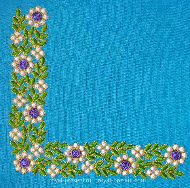 Дизайн машинной вышивки Изумрудный угловой орнамент