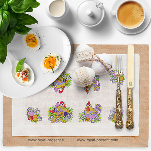 Дизайн машинной вышивки крестом к Пасхе