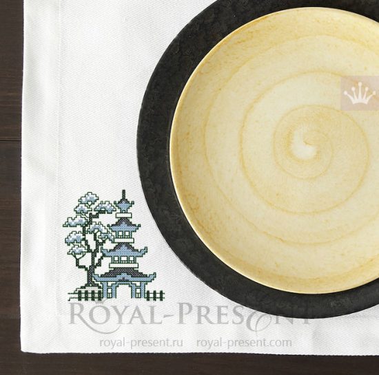 Дизайн машинной вышивки крестом бесплатно Китайская пагода