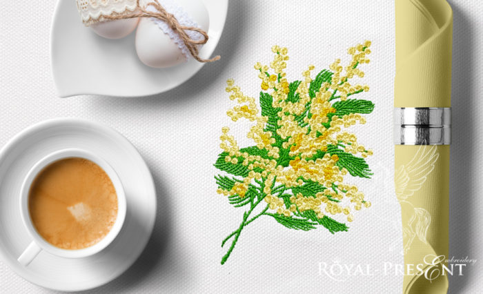 Дизайн машинной вышивки Мимоза - 2 размера