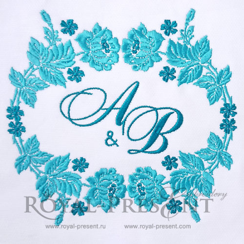 Дизайн машинной вышивки Обрамление из роз