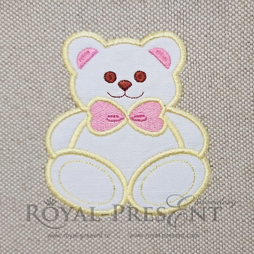 Дизайн машинной вышивки с аппликацией Мишка