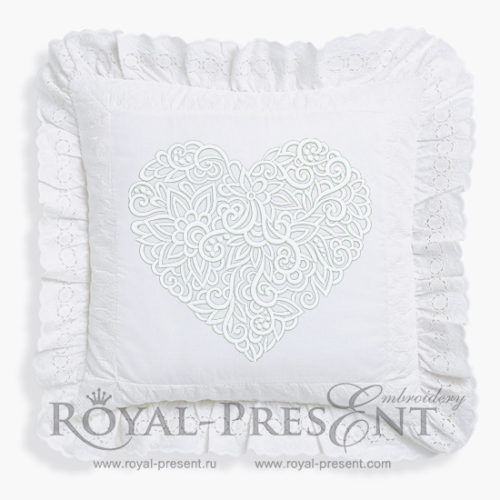 Дизайн машинной вышивки Сердце из орнамента - 6 размеров