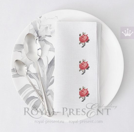 Дизайн машинной вышивки крестом Мини розочка