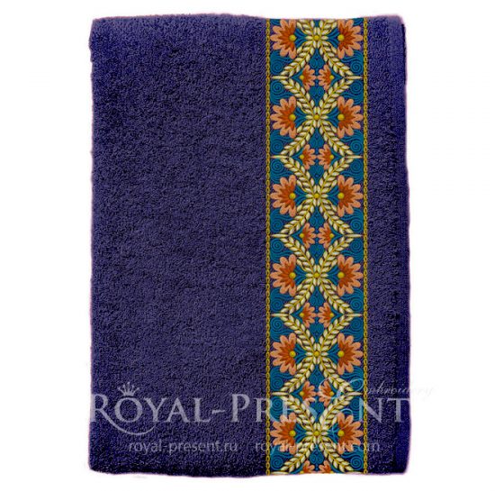 Дизайн машинной вышивки Элемент восточного цветочного бордюра