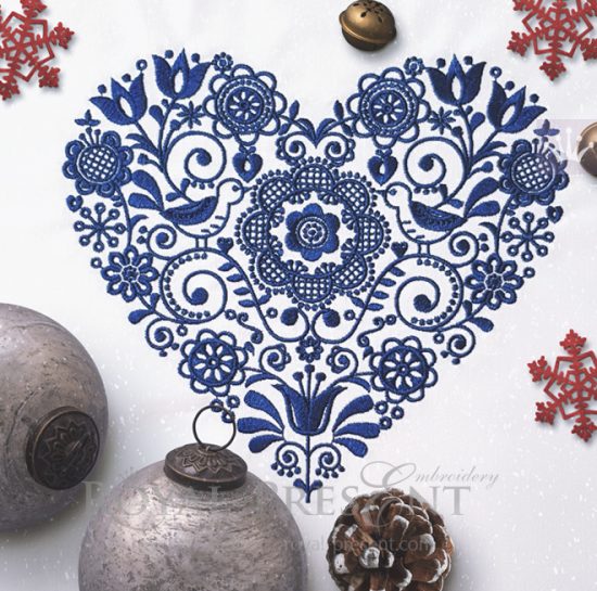 Дизайн машинной вышивки Скандинавский узор сердце