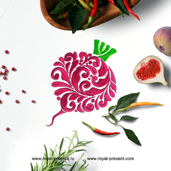 Витиеватый дизайн машинной вышивки Свекла