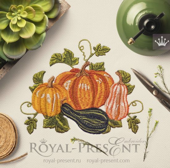 Дизайн машинной вышивки Тыквы