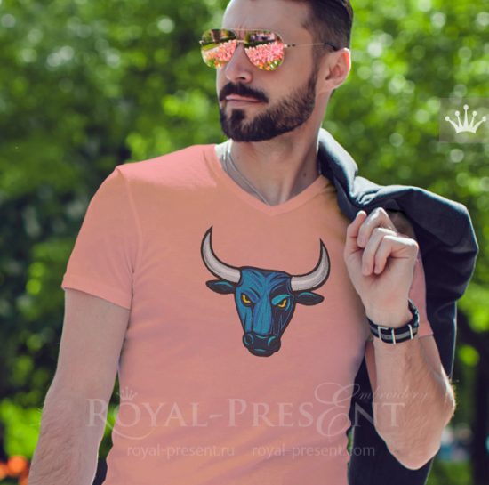 Дизайн для машинной вышивки Голова Буйвола