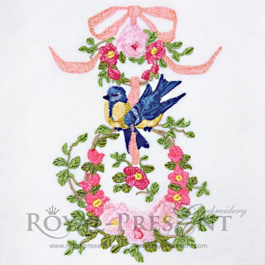 Дизайн машинной вышивки Синички