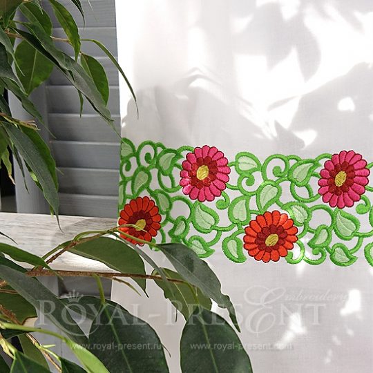 Дизайн машинной вышивки Бордюр из георгин