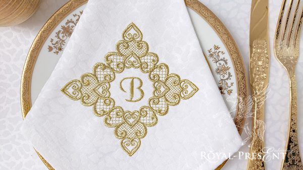 Дизайн машинной вышивки бесплатно Кружевной орнамент из сердечек